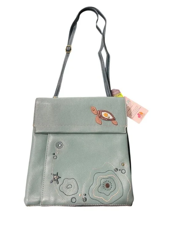 Chala Sea Turtle Faux Leather Crossbody Bag Criss Messenger Bag RFID Teal NEW - Picture 10 of 11